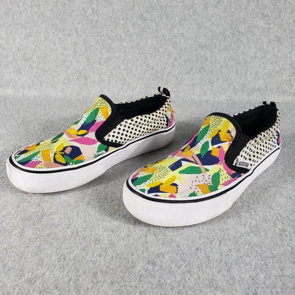 Punkrose Slip On Memory Foam Sneakers Black White Polka Dot Abstract Sole Red - Picture 11 of 15